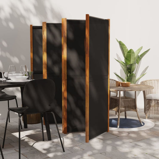 6-panel room curtain, black, 420x180 cm