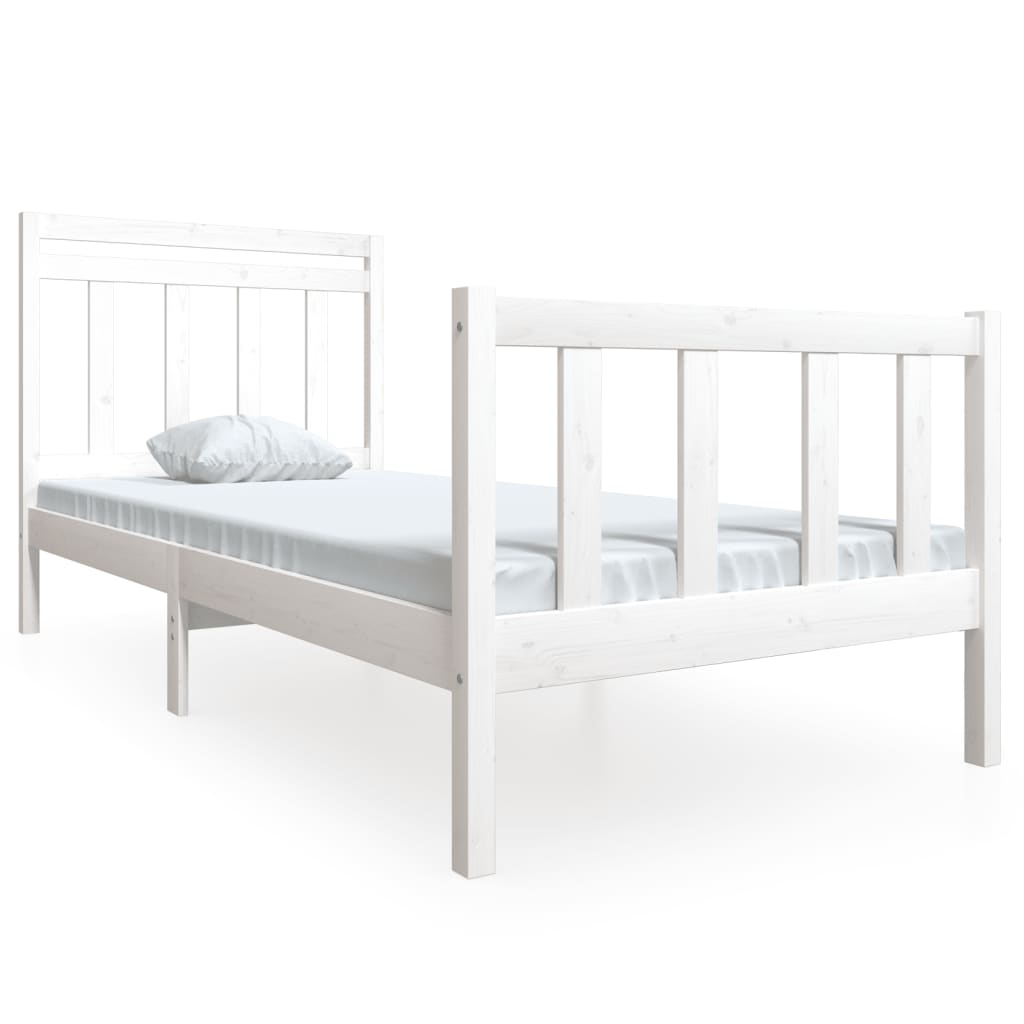 gultas rāmis, balts, masīvkoks, 100x200 cm