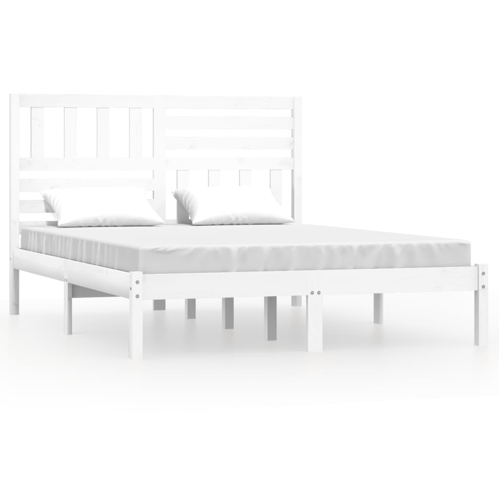 gultas rāmis, priedes masīvkoks, balts, 140x200 cm