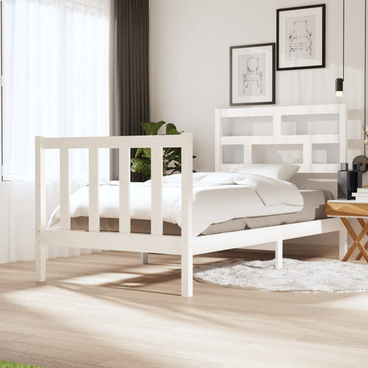 gultas rāmis, balts, priedes masīvkoks, 75x190 cm, vienvietīgs
