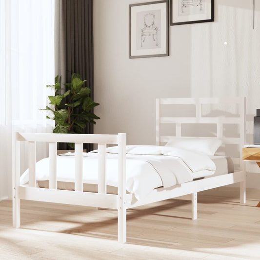 gultas rāmis, balts, priedes masīvkoks, 90x190 cm, vienvietīgs