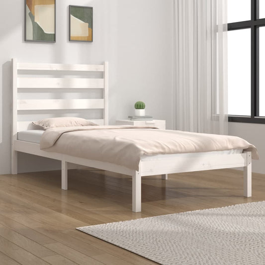 bed frame, white, solid pine wood, 100x200 cm