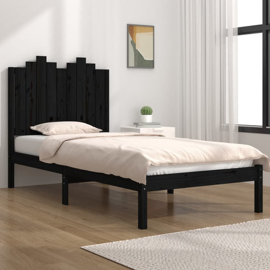 gultas rāmis, melns, priedes masīvkoks, 75x190 cm, vienvietīgs