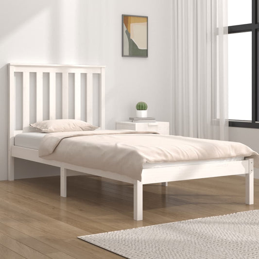 gultas rāmis, balts, priedes masīvkoks, 75x190 cm, 2FT6