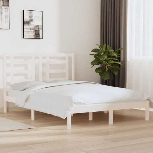 gultas rāmis, priedes masīvkoks, balts, 140x190 cm