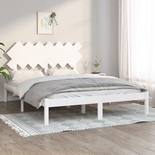 gultas rāmis, balts, 140x190 cm, priedes masīvkoks