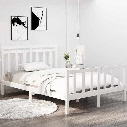 каркас кровати, белый, массив дерева, 140x190 см