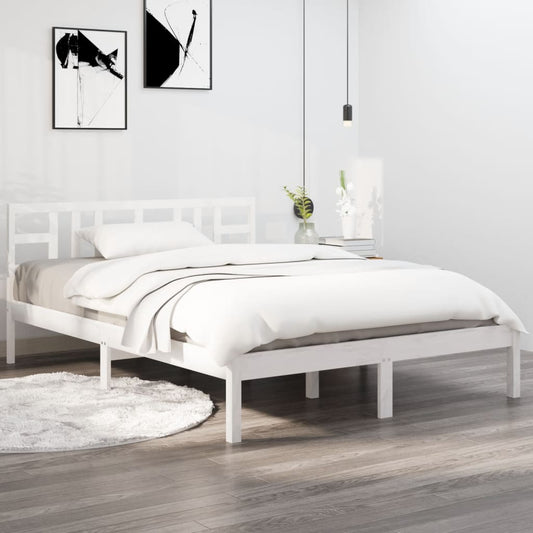 каркас кровати, массив дерева, белый, 140x190 см
