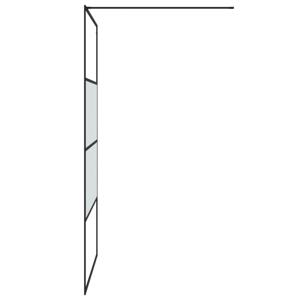 dušas siena, 115x195 cm, daļēji matēts ESG stikls, melna