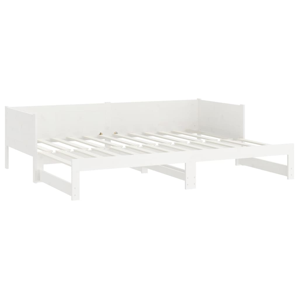 izvelkama gulta, balta, priedes masīvkoks, 2x(90x200) cm