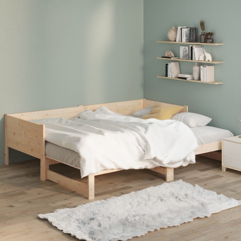 izvelkama gulta, priedes masīvkoks, 2x(80x200) cm