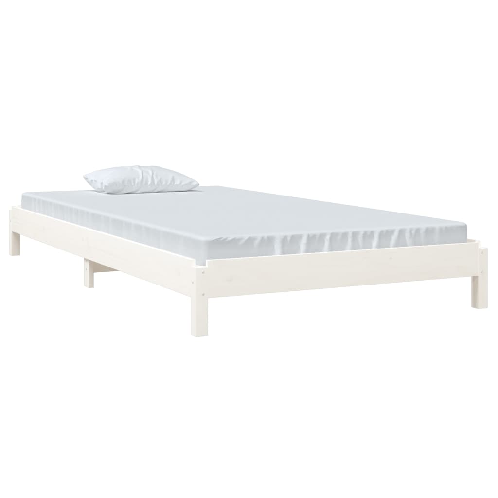 gulta, balta, 100x200 cm, priedes masīvkoks