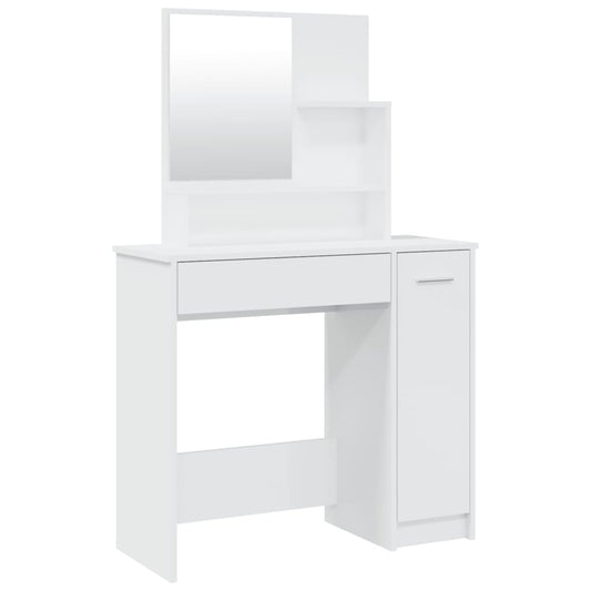 galdiņš ar spoguli, spīdīgi balts, 86,5x35x136 cm