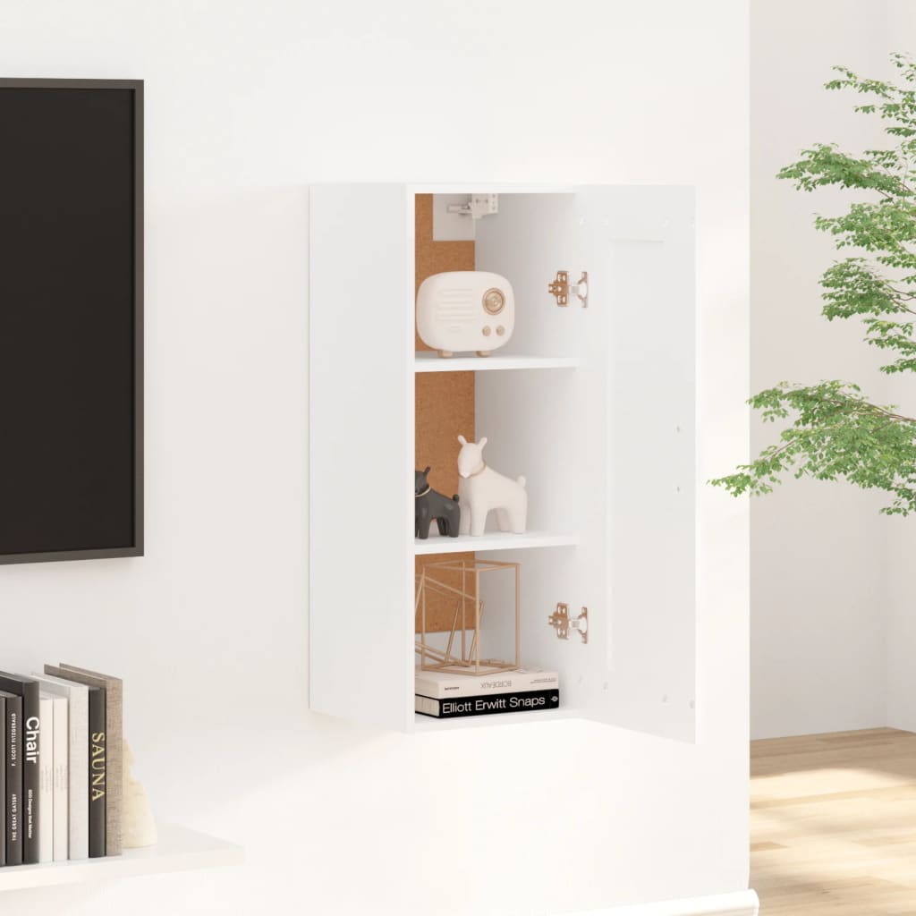 sienas skapītis, balts, 35x34x90 cm, inženierijas koks