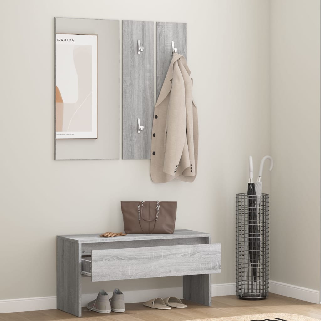 hallway furniture set, gray oak color, engineered wood