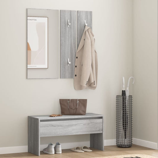 hallway furniture set, gray oak color, engineered wood