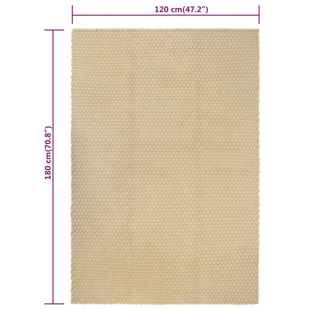paklājs, taisnstūra, dabīga krāsa, 120x180 cm, kokvilna