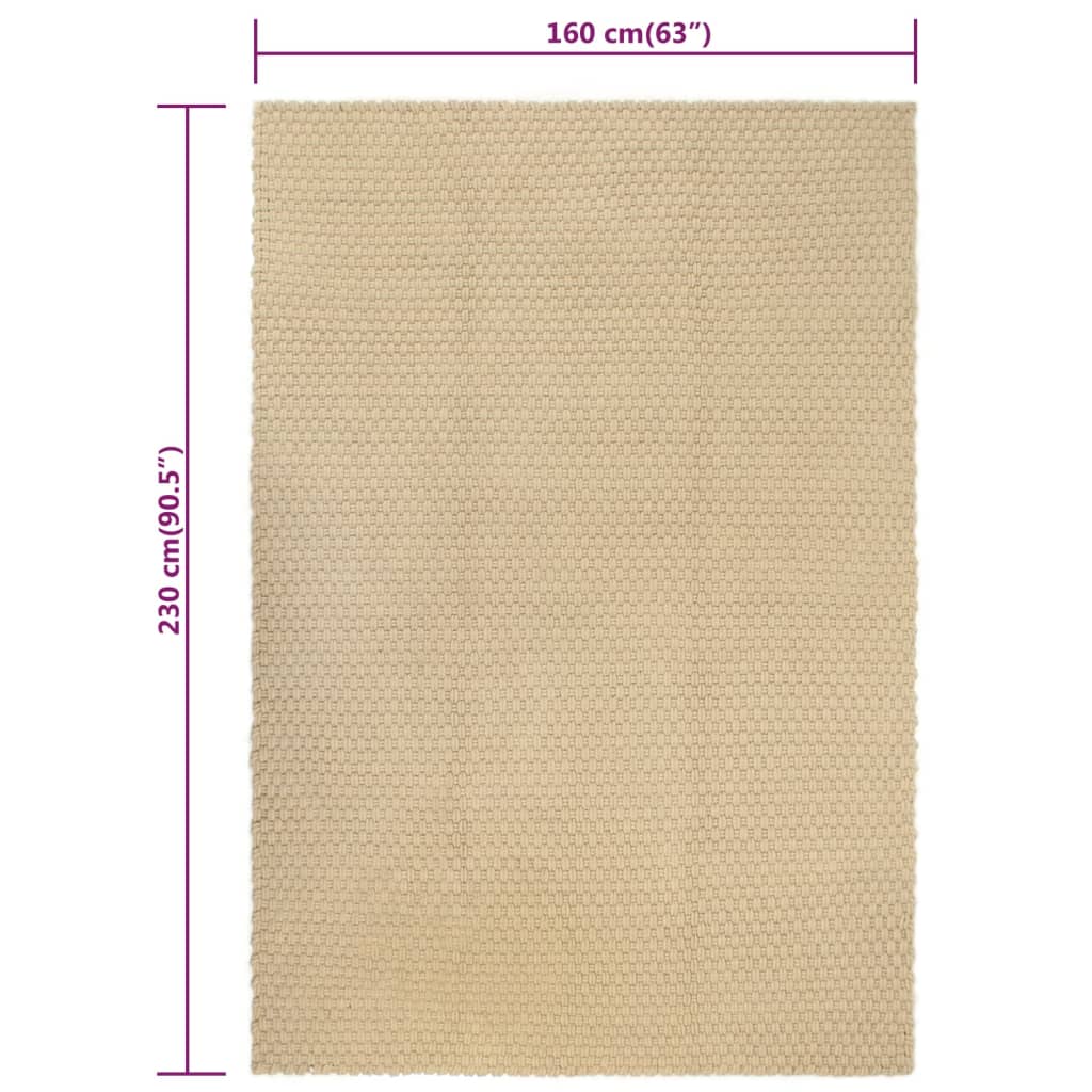 paklājs, taisnstūra, dabiska krāsa, 160x230 cm, kokvilna