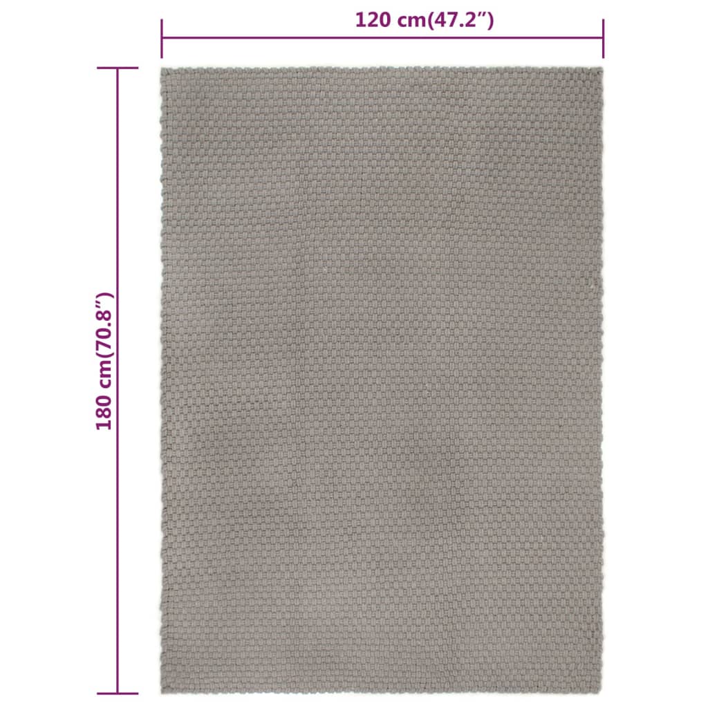 paklājs, taisnstūra, pelēks, 120x180 cm, kokvilna