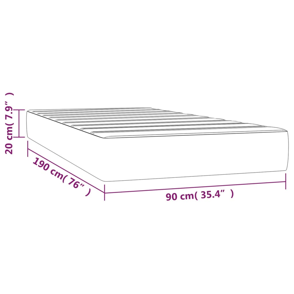 pocket sprung mattress, light gray, 90x190x20 cm, fabric