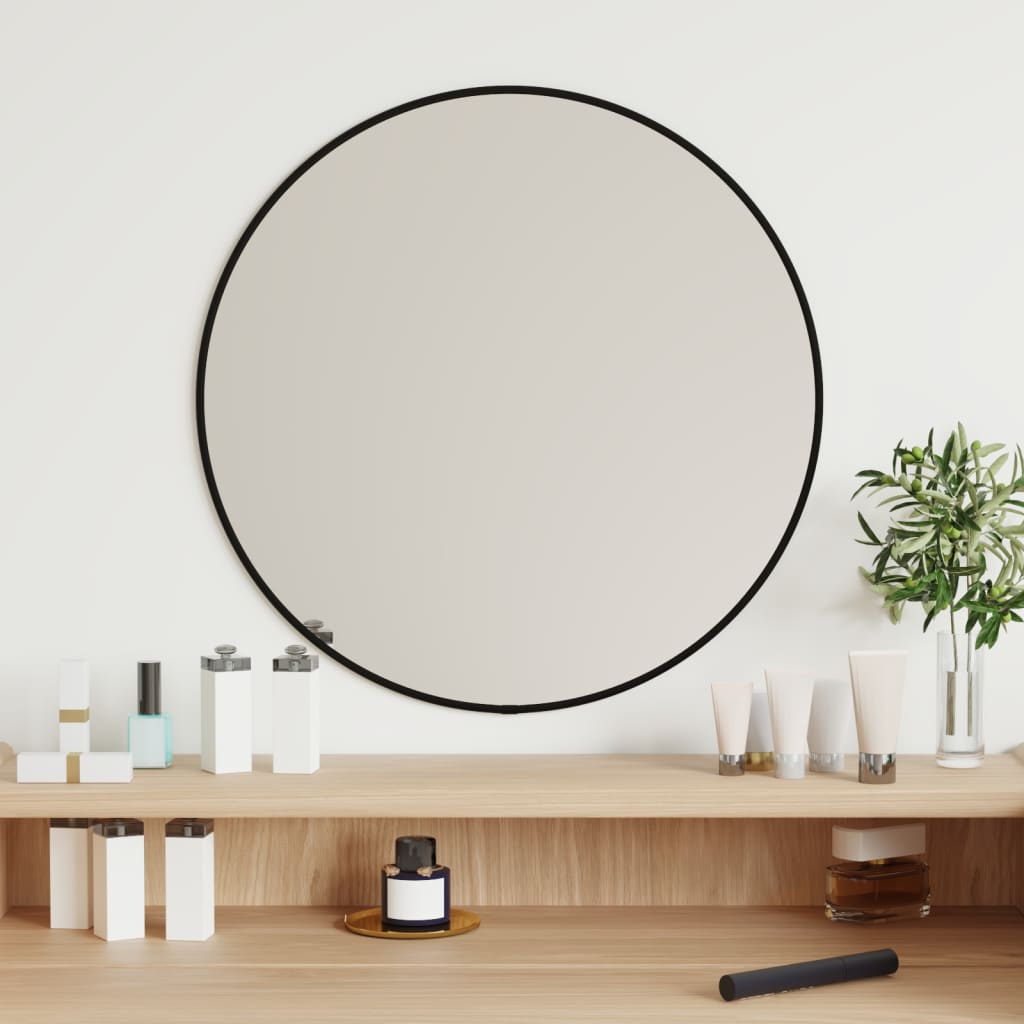 Настенное зеркало, черное, Ø 50 см, круглое