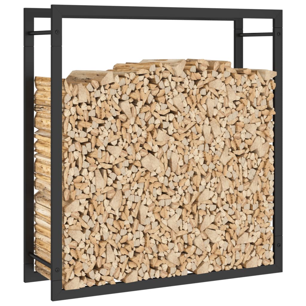 firewood storage stand, matte black, 110x28x214 cm