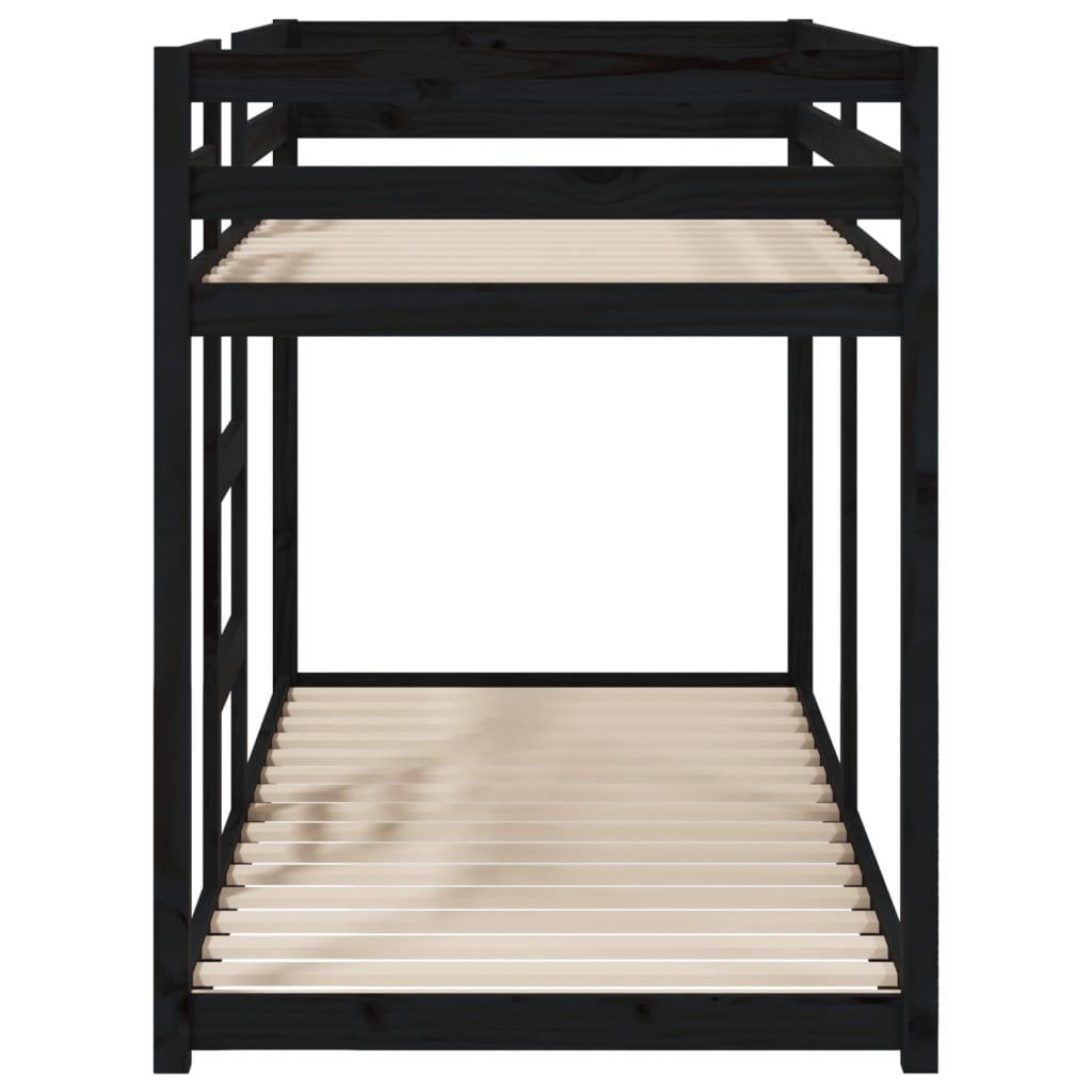 divstāvu gulta, melna, 80x200 cm, priedes masīvkoks