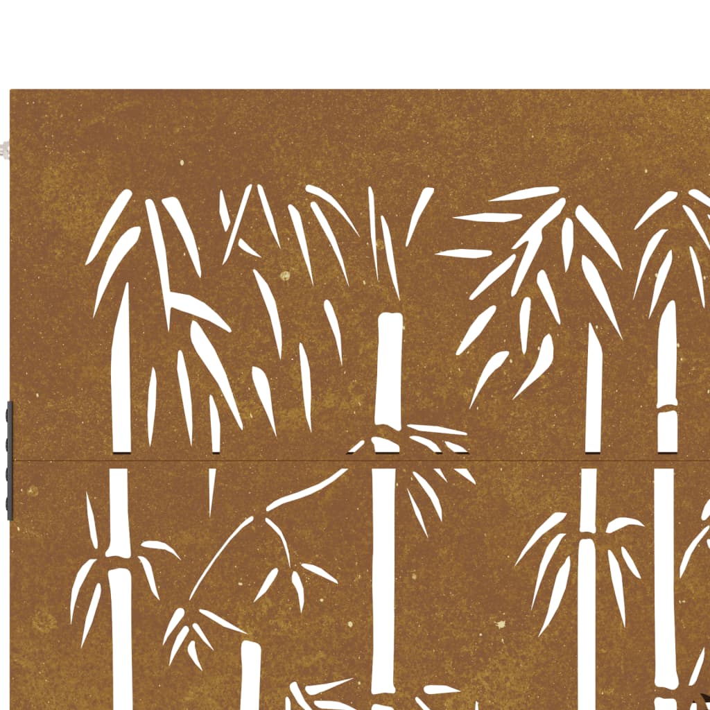 dārza vārti, 85x175 cm, tērauds, rūsas efekts, bambusa dizains