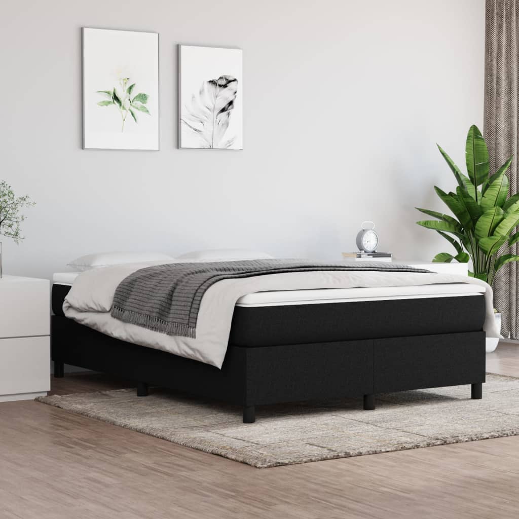 atsperu gultas rāmis, melns, 140x200 cm, audums