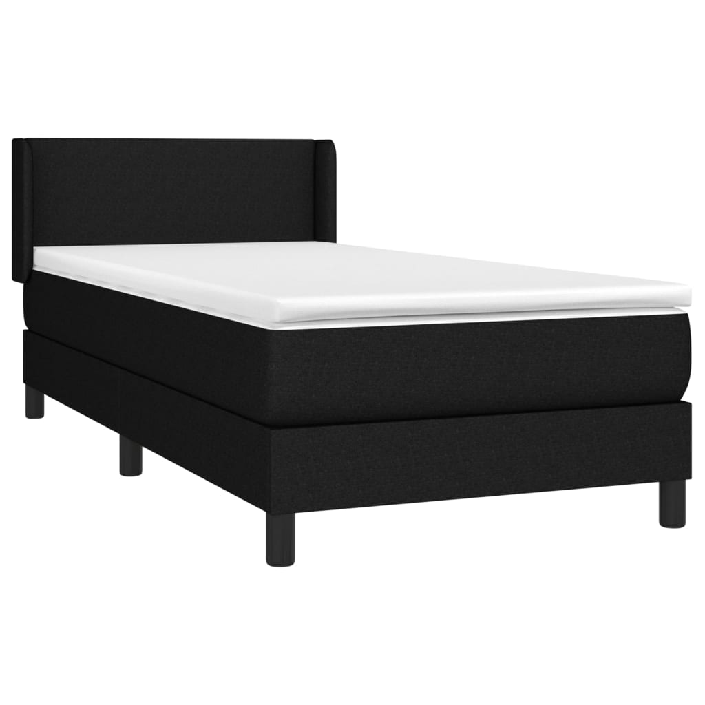 atsperu gultas rāmis ar matraci, melna, 80x200 cm, audums