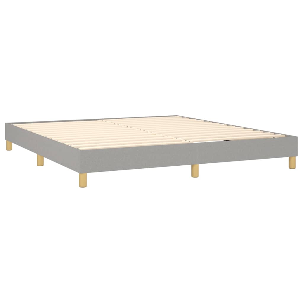 atsperu gulta ar matraci, gaiši pelēka audums, 160x200 cm