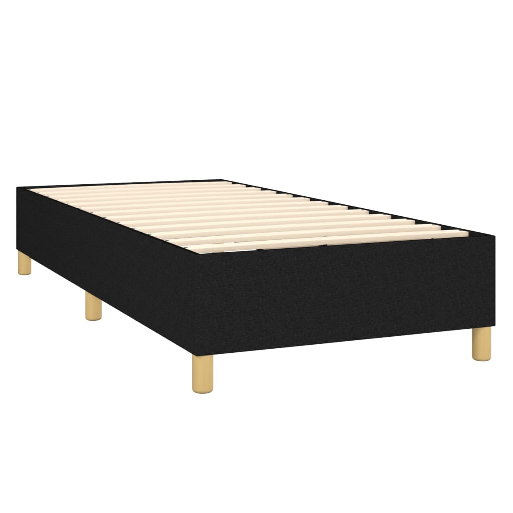 atsperu gultas rāmis ar matraci, melna, 90x200 cm, audums