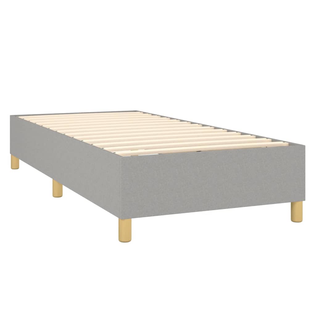 atsperu gultas rāmis ar matraci, gaiši pelēka audums, 80x200 cm