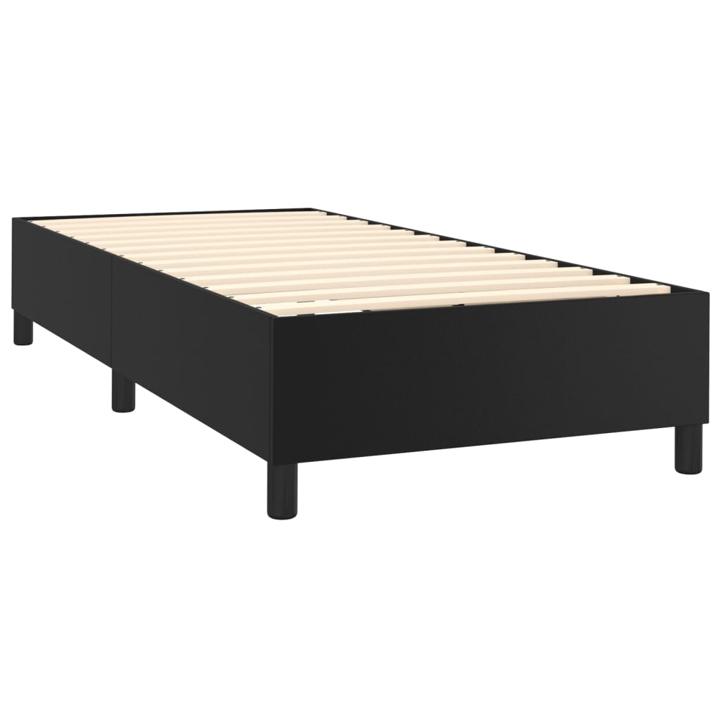 atsperu gulta ar matraci, melna, 100x200 cm, mākslīgā āda