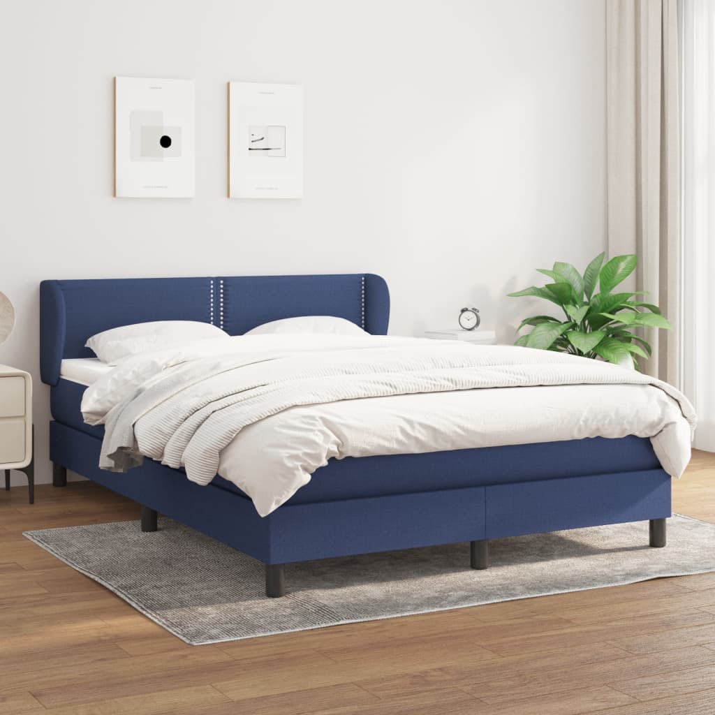 atsperu gulta ar matraci, zils, 140x200 cm, audums