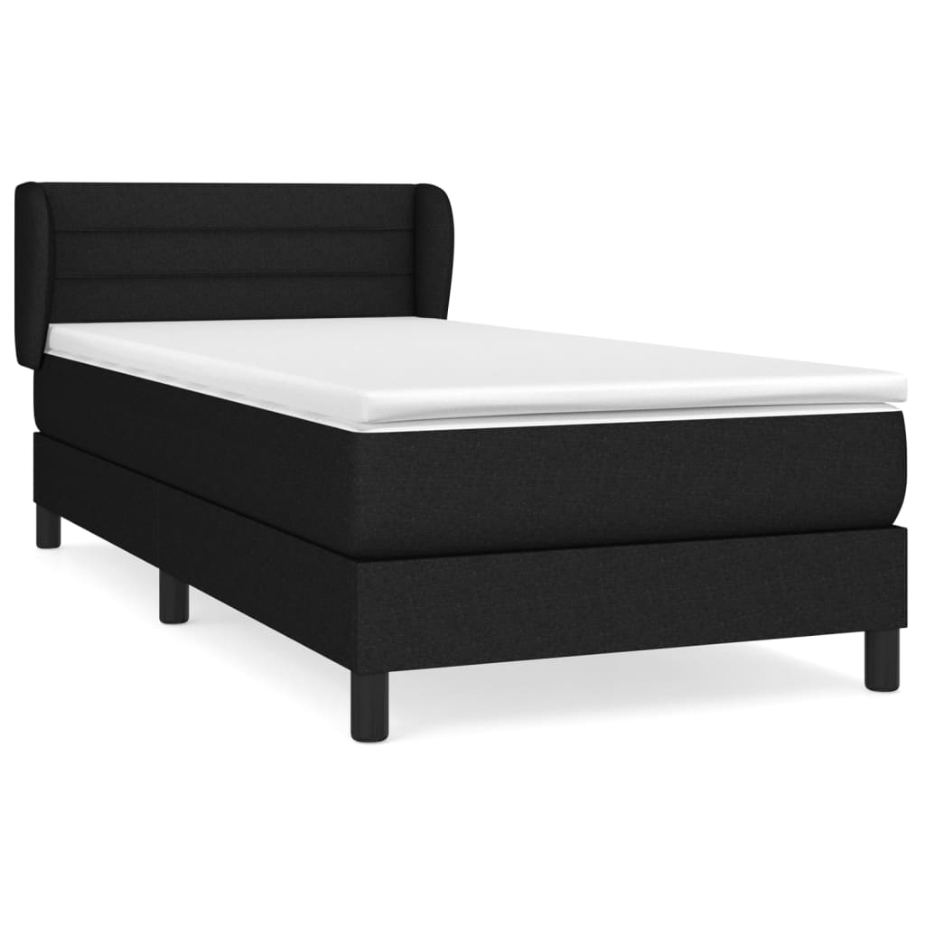 atsperu gultas rāmis ar matraci, melna, 80x200 cm, audums