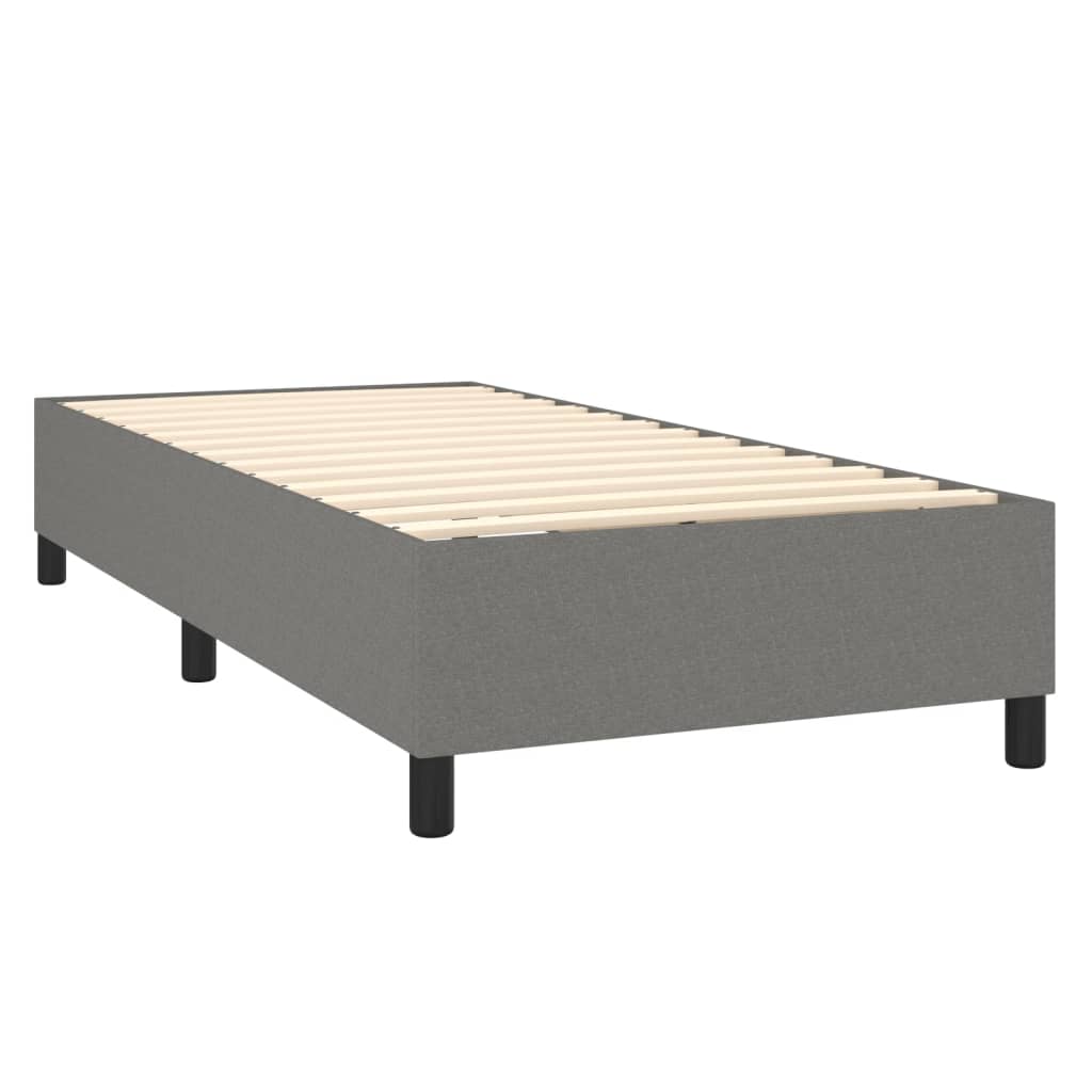atsperu gulta ar matraci, tumši pelēka, 90x200 cm, audums