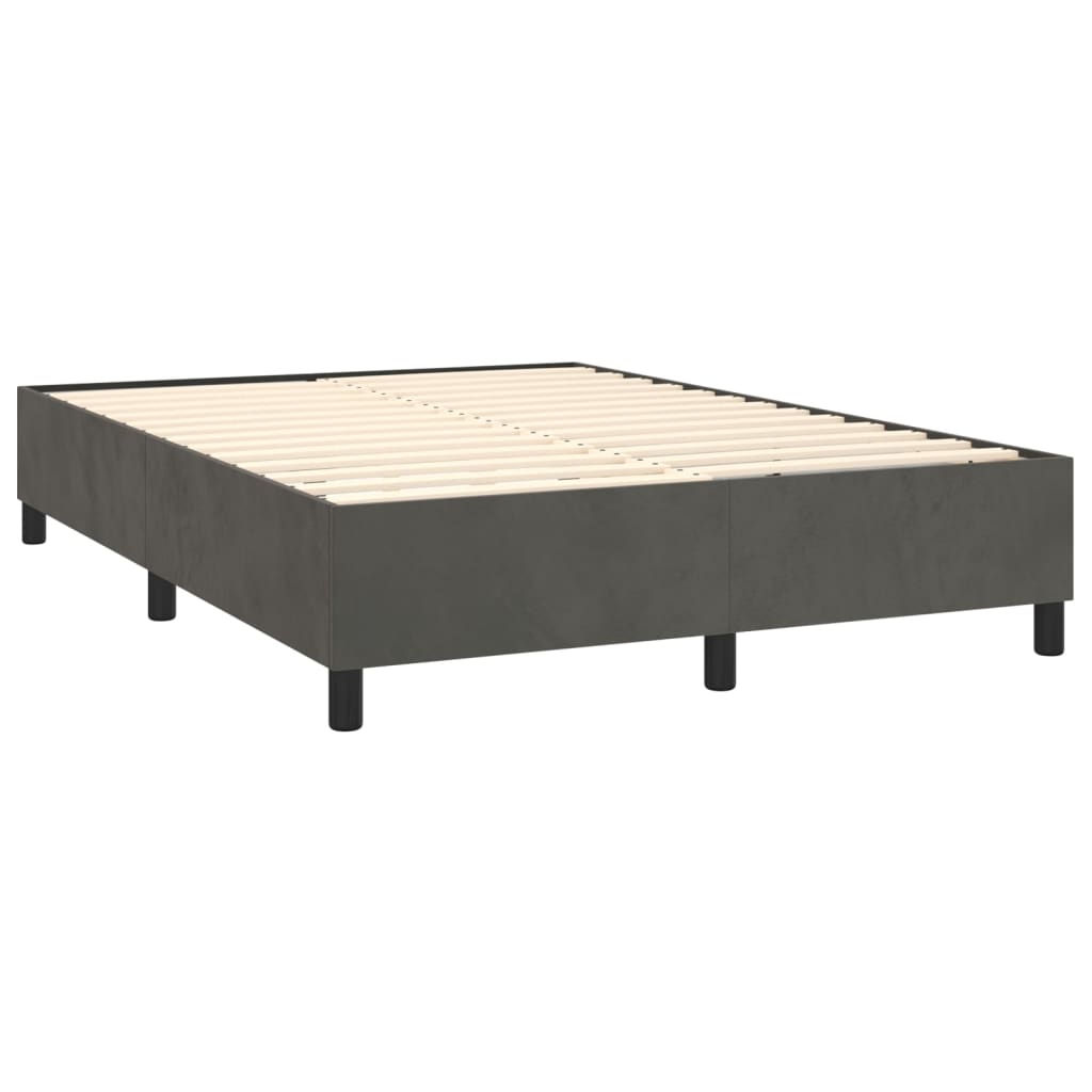 atsperu gulta ar matraci, tumši pelēka samts, 140x190 cm