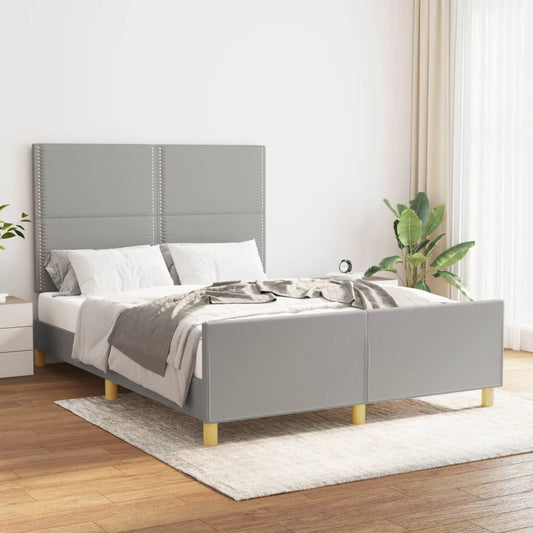 bed frame with headboard, light gray, 140x190 cm, fabric
