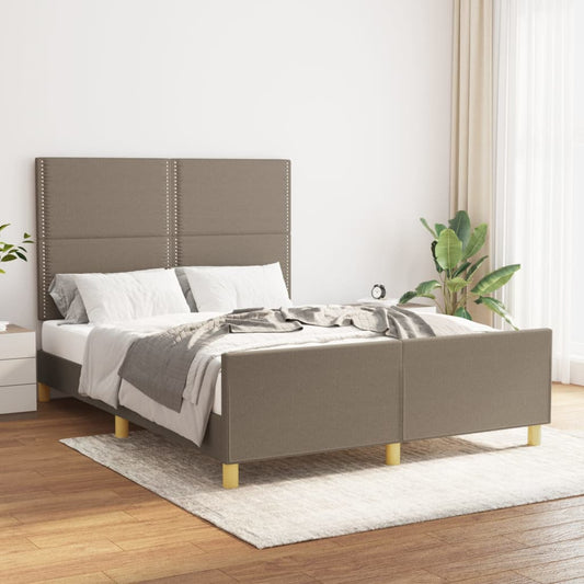 bed frame with headboard, grey-brown, 140x190 cm, fabric