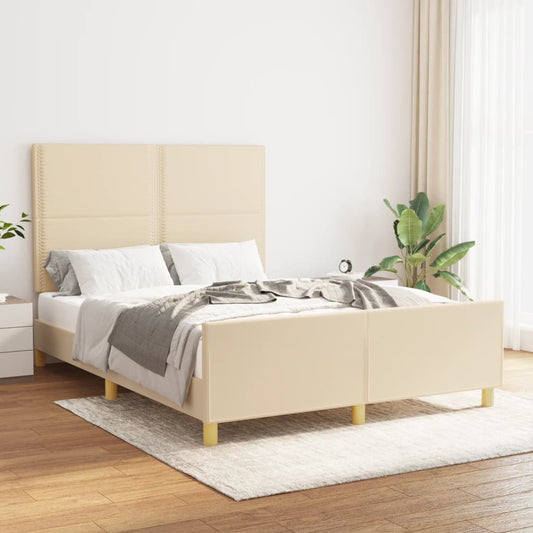 bed frame with headboard, cream color, 140x190 cm fabric