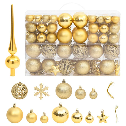 Christmas tree decorations, 111 parts, golden polystyrene
