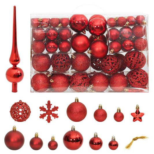 Christmas tree decorations, 111 parts, red polystyrene