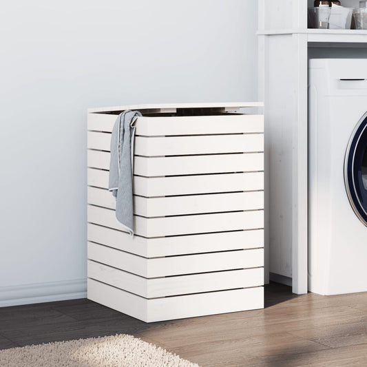 laundry basket, white, 44x44x66 cm, solid pine wood