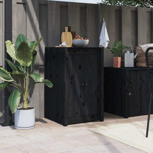 outdoor kitchen door, black, 50x9x82 cm, solid pine wood