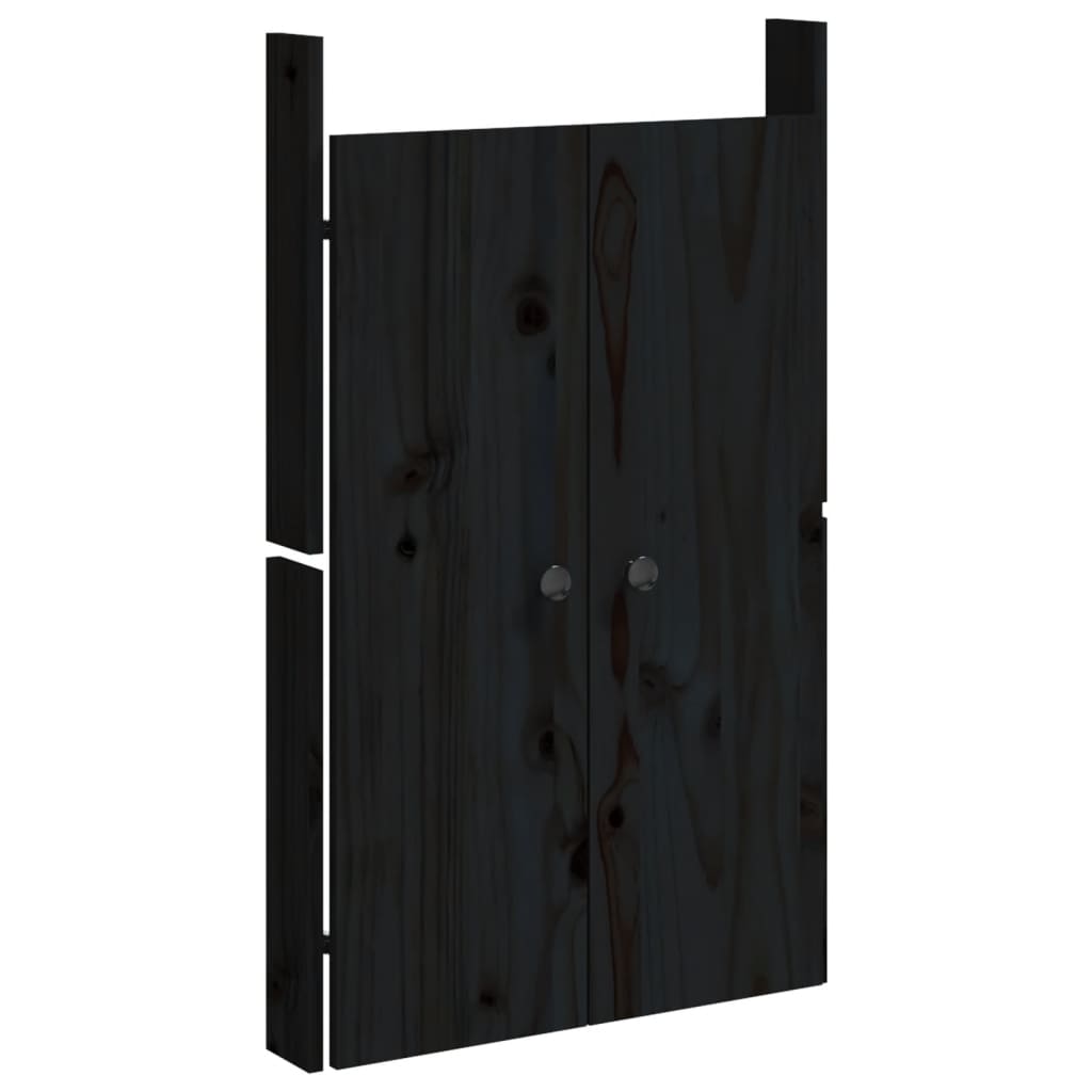 outdoor kitchen door, black, 2 pcs., 50x9x82 cm, pine wood