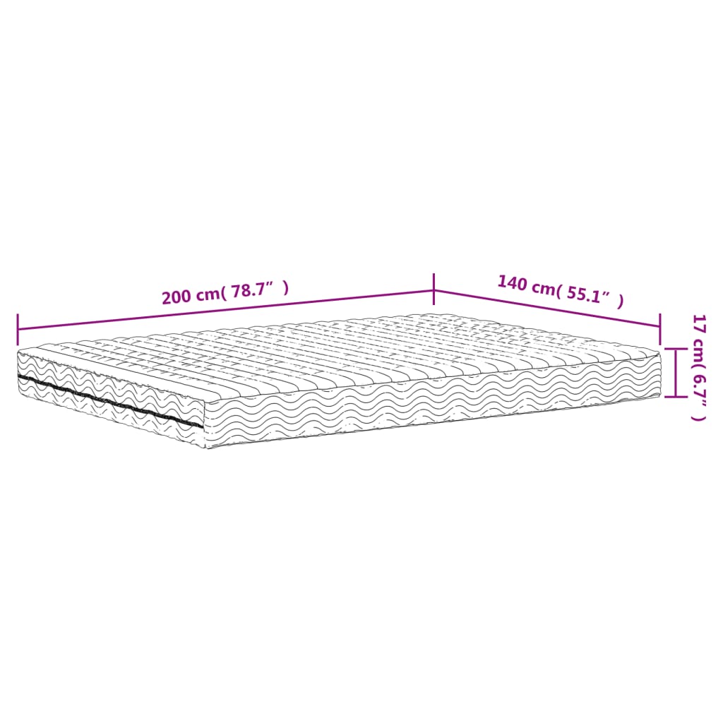 putu matracis, balts, 140x200 cm, cietība H2, H3