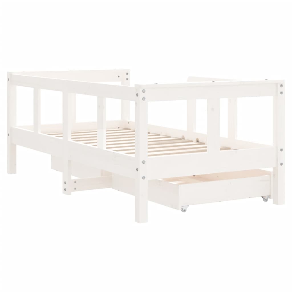bērnu gultas rāmis ar atvilktnēm, 70x140 cm, priedes masīvkoks