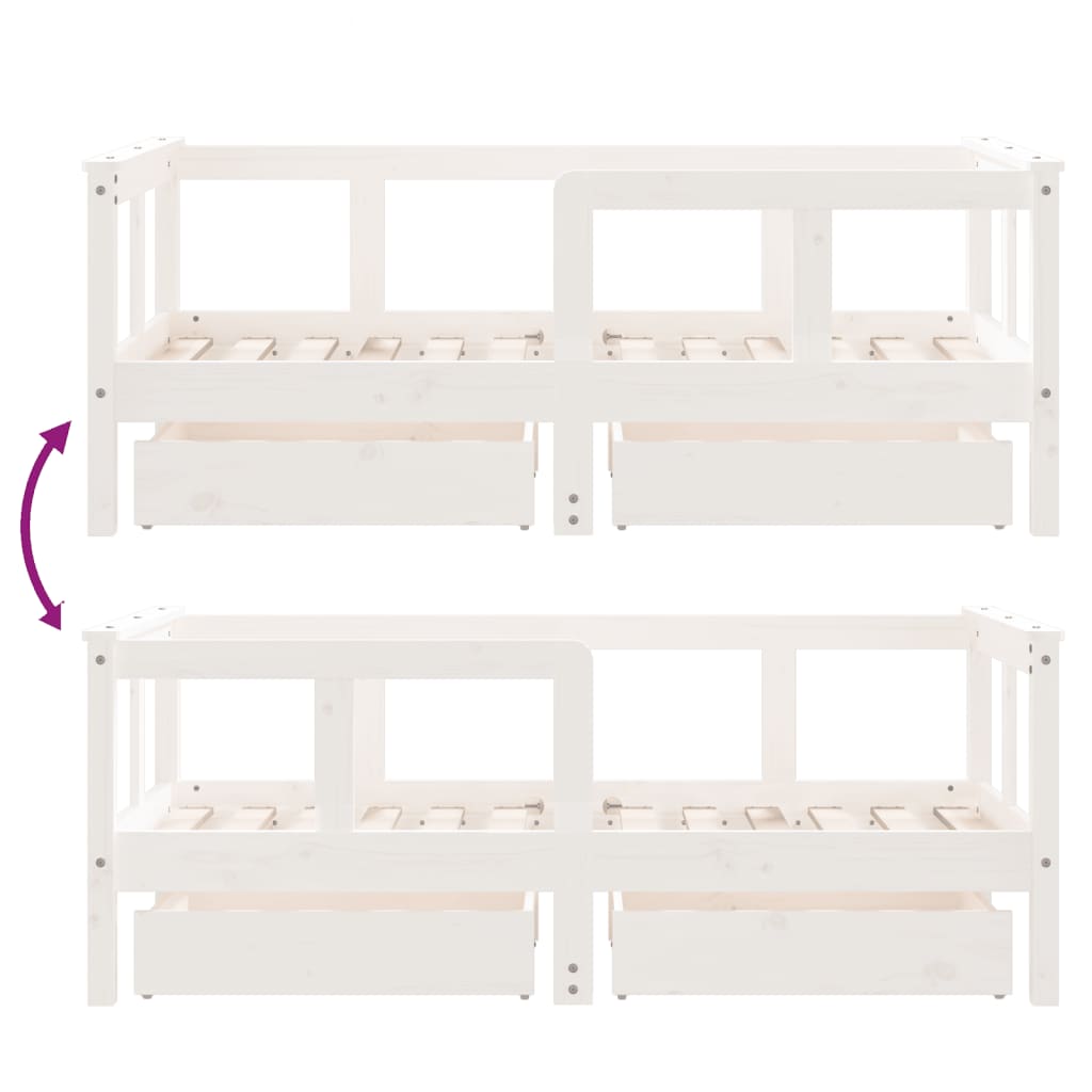 bērnu gultas rāmis ar atvilktnēm, 70x140 cm, priedes masīvkoks