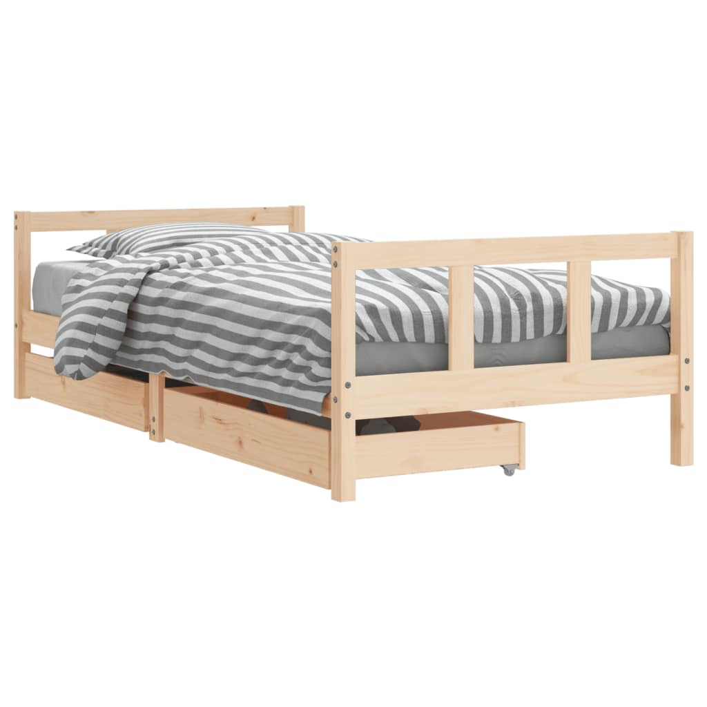 bērnu gultas rāmis ar atvilktnēm, 90x190 cm, priedes masīvkoks